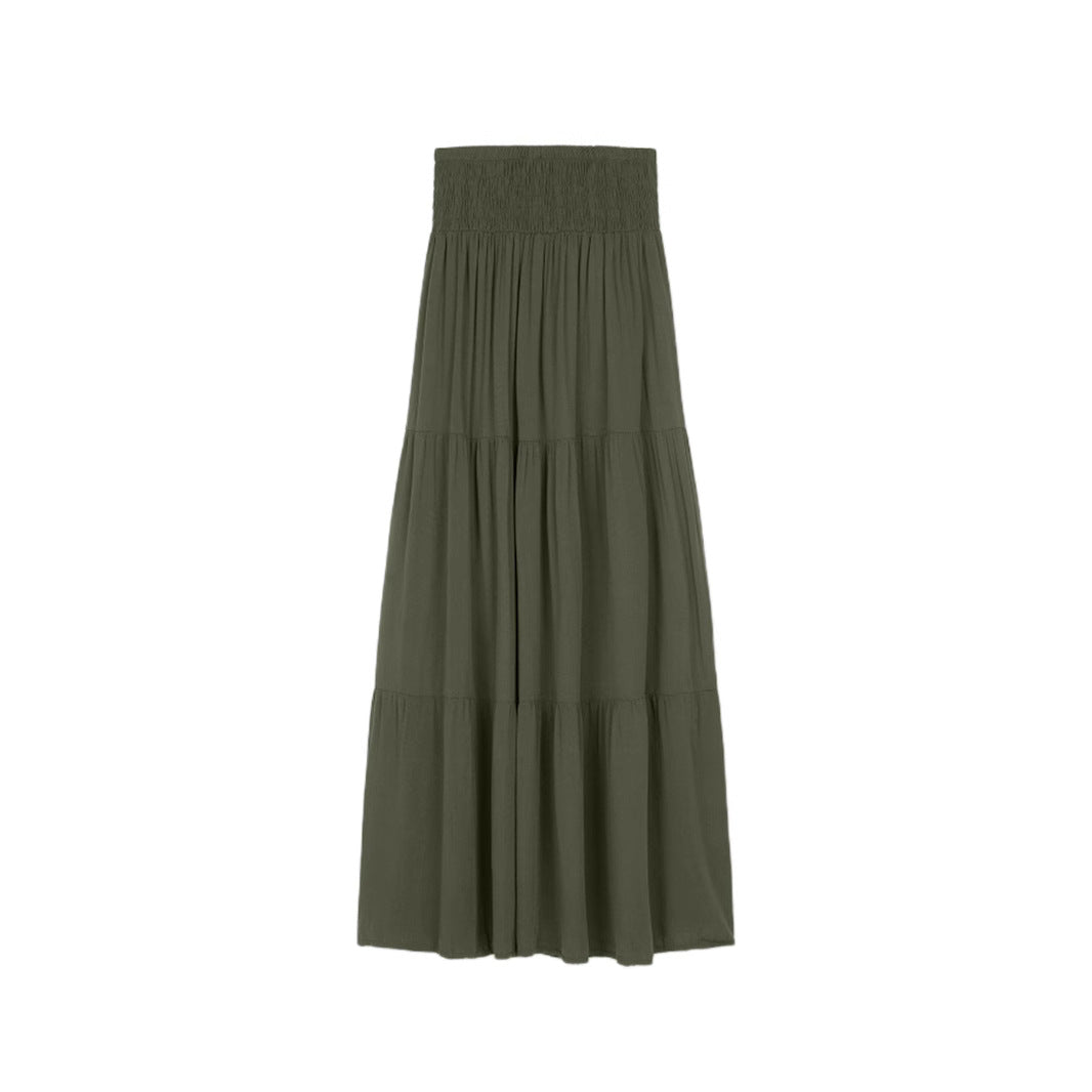 Women's Voluminous Maxi Skirt with Elastic Waistband
