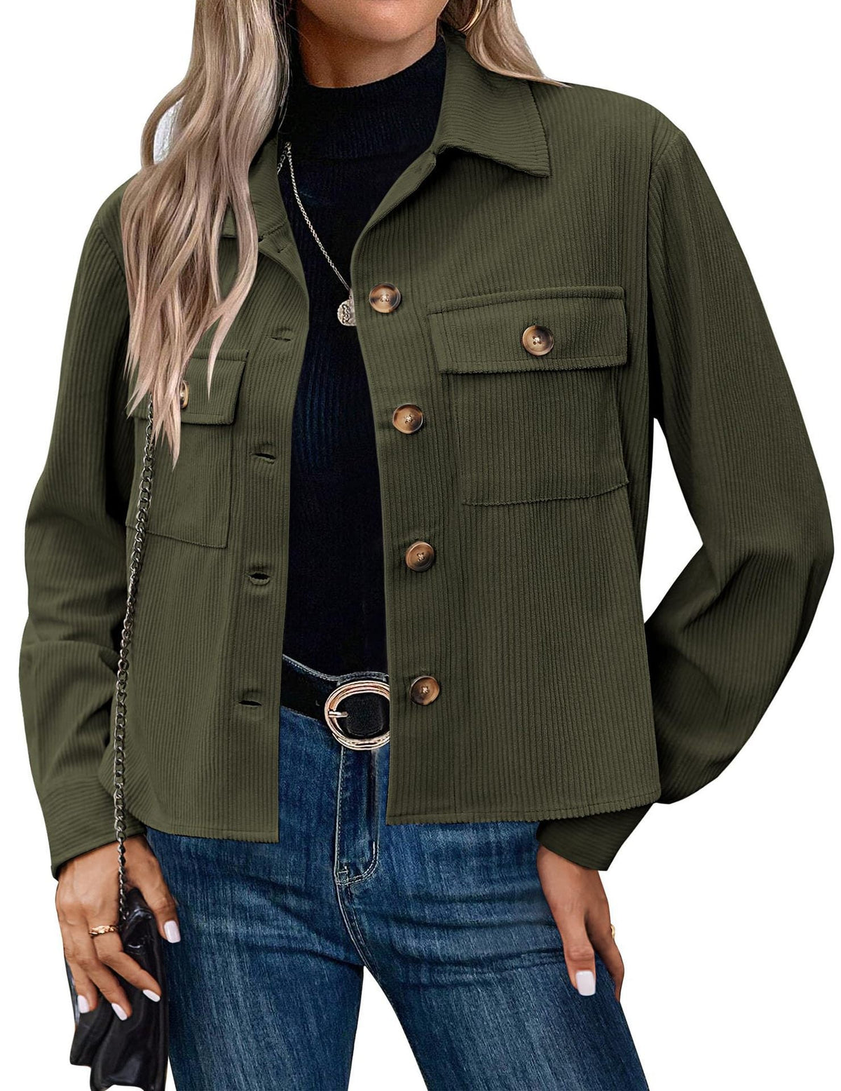 Women's Corduroy Jacket with Two Chest Pockets