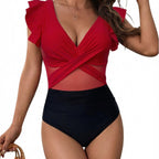 Women's Swim Dress with Modern Ruffle Details