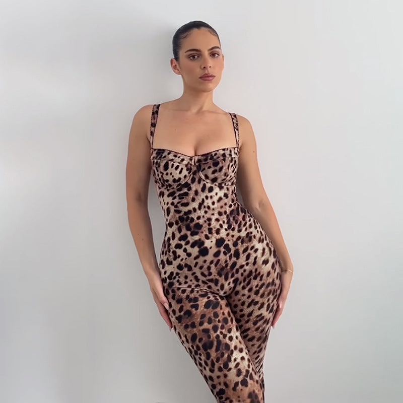 Women's Jumpsuit with Refined Snakeskin Design and Figure-Hugging Cut
