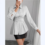 Women's Fashionable Shirt Blouse with Belt