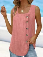 Sleeveless Button-Down Blouse