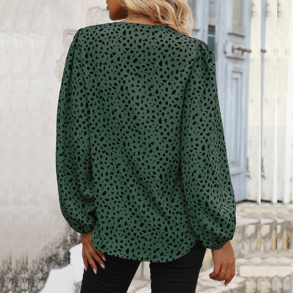 Women's Blouse with V-Neck and Voluminous Sleeves