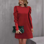 Women's Elegant Puff-Sleeve Dress