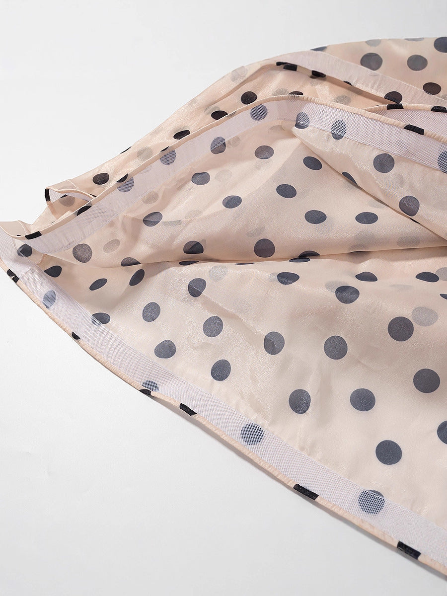 Women's Maxi Skirt with Voluminous Ruffles and Dots