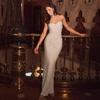 Women's Elegant Floor-Length Evening Dress with Ruffled Elements