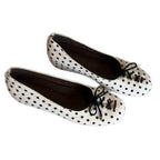 Women's Ballet Flats with Charming Polka Dot Pattern and Dainty Bow Detail