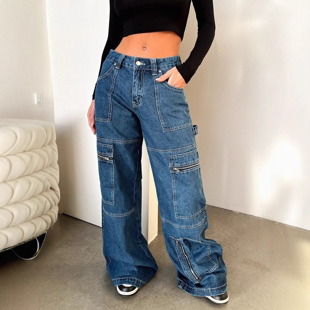 Women's Cargo Jeans with Wide Cut