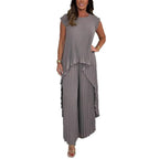 Elegant Pleated Jumpsuit with Asymmetric Hem