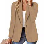 Elegant Knit Blazer Jacket with Cable Pattern