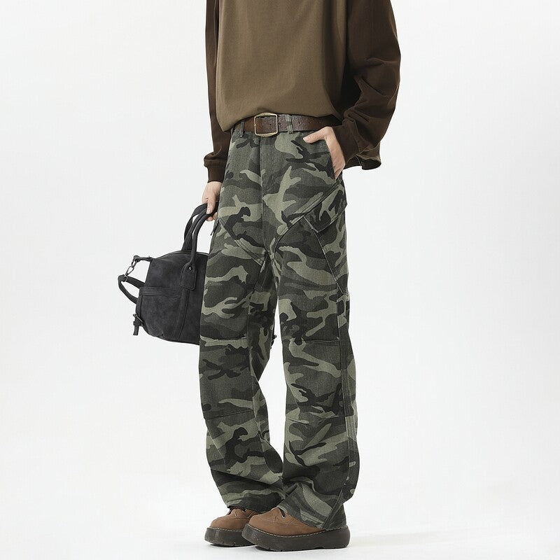 Women's Camouflage Cargo Pants with High Pockets