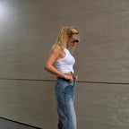 Women's High-Waist Patchwork Denim Jeans