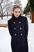 Women's Elegant Short Coat with Double-Breasted Buttons and Silky Details