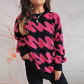 Women's Coarsely Textured Sweatshirt with Contrasting Patterns
