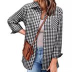 Women's Plaid Shirt with Casual Cut and Chest Pocket