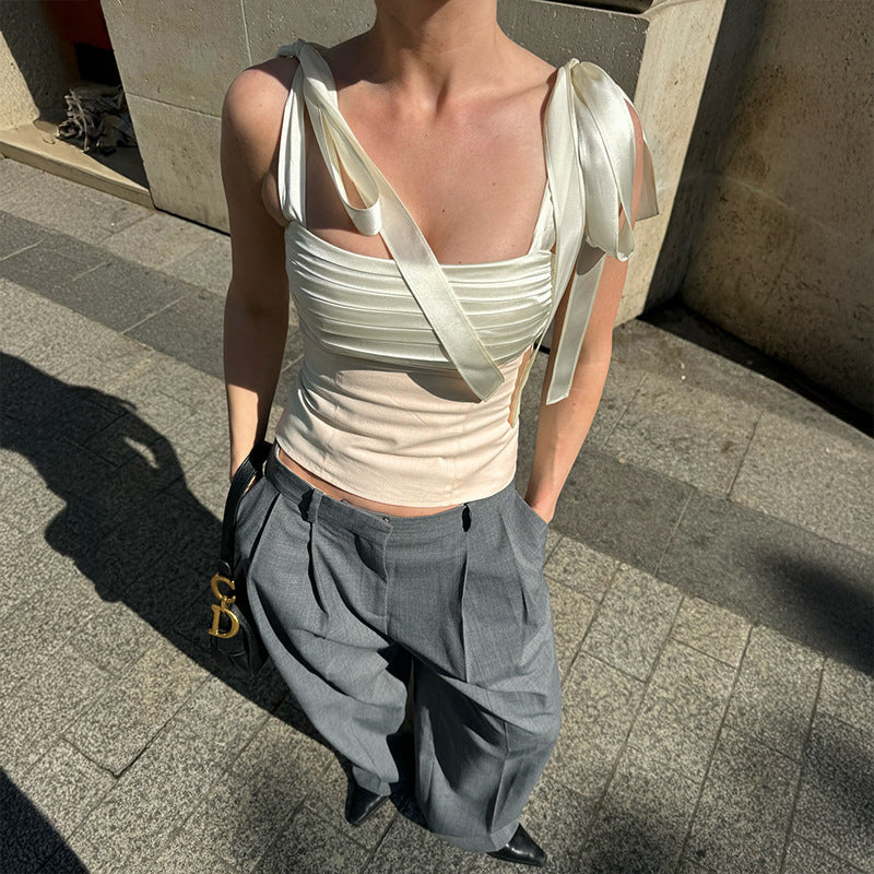 Women's Bandeau Top with Fine Ruffle Details