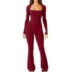 Women's Elegant Long-Sleeve Wide-Leg Jumpsuit