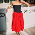 Women's Sleeveless Maxi Dress with High-Quality Bodice and Voluminous Skirt