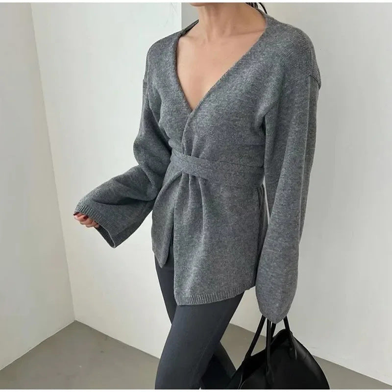 Women's Elegant Wrap-Style Knit Coat