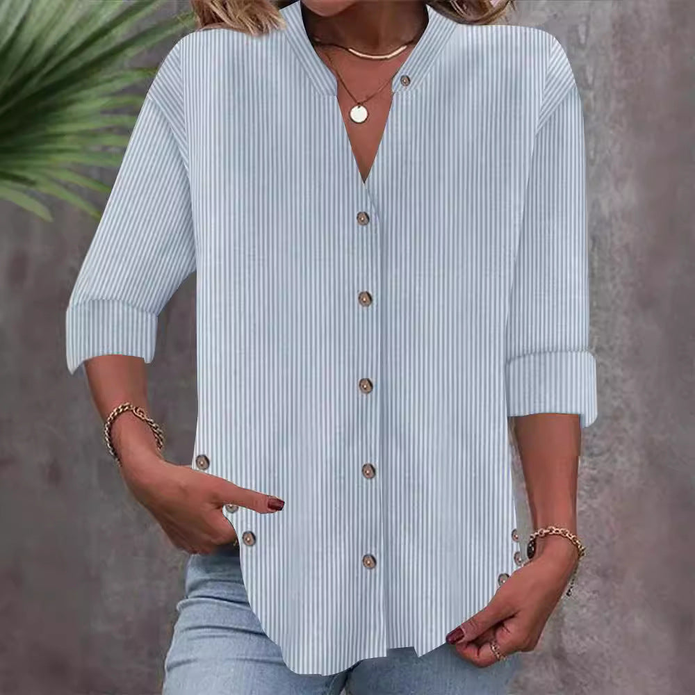 Women's Button-Down Striped Blouse