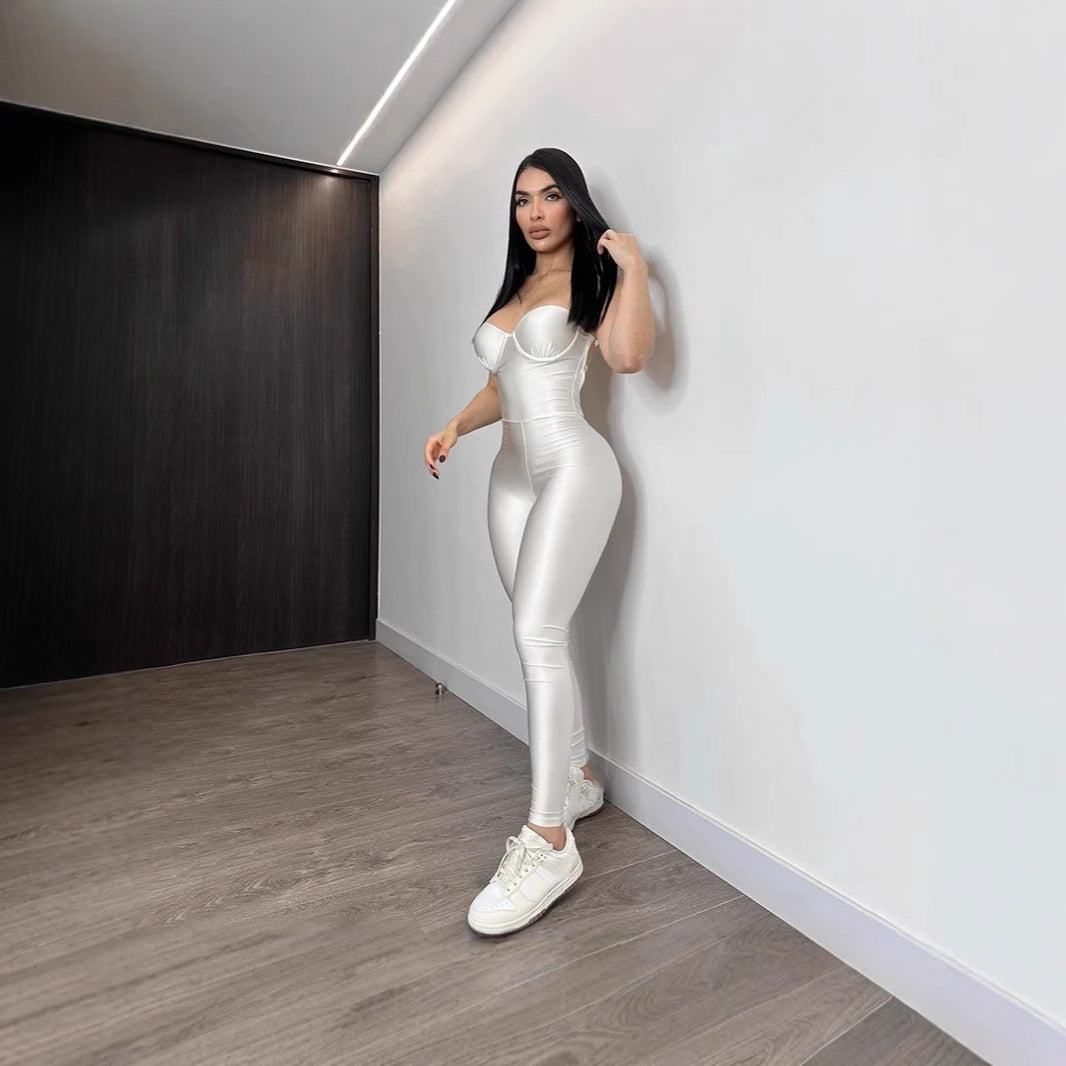 Women's Form-Fitting Jumpsuit with Underwire Bustier