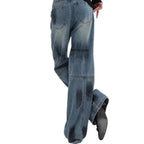 Women's Comfortable Wide-Leg Jeans with Fashionable Stitching
