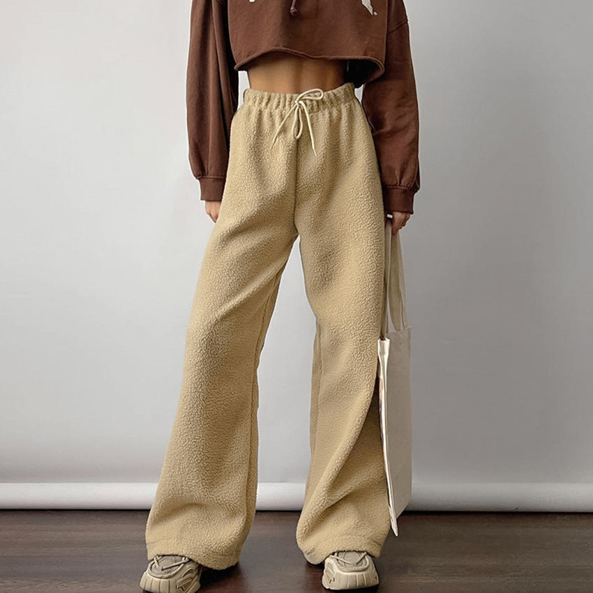 Women's Comfortable Wide-Leg Fleece Pants