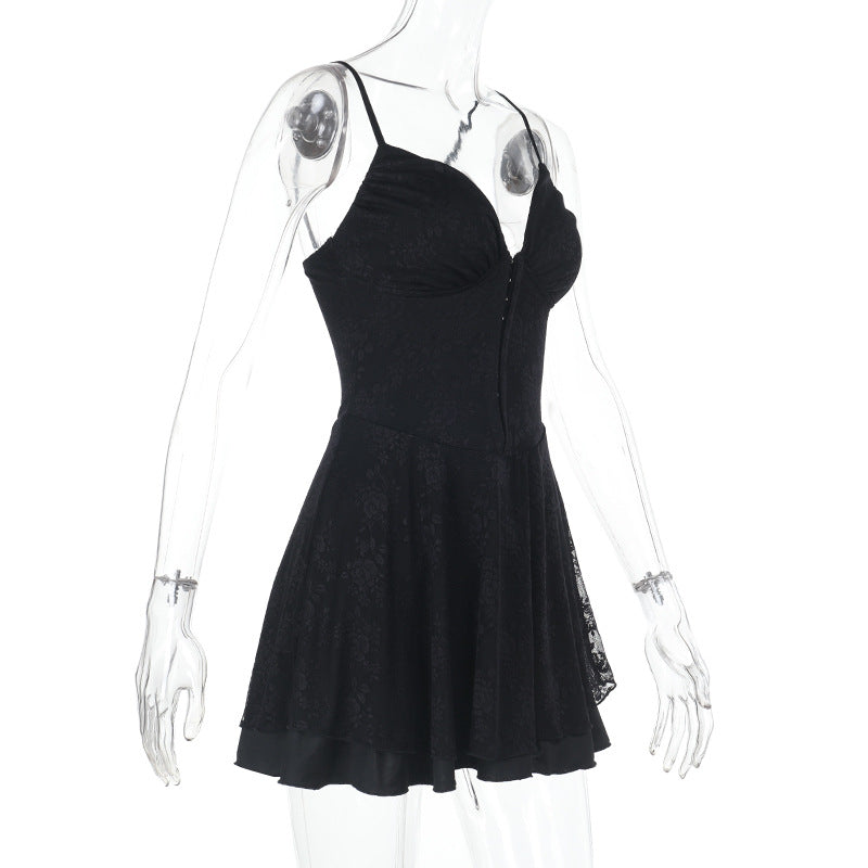Women's Sleeveless Mini Dress with Lace Appliqués
