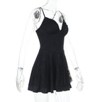 Women's Sleeveless Mini Dress with Lace Appliqués