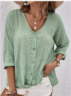 Women's Lightweight Viscose Blouse with Button Placket