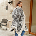 Women's Luxurious Poncho with Decorative Fleece Trim