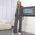 Graphic Print Knit Loungewear Set