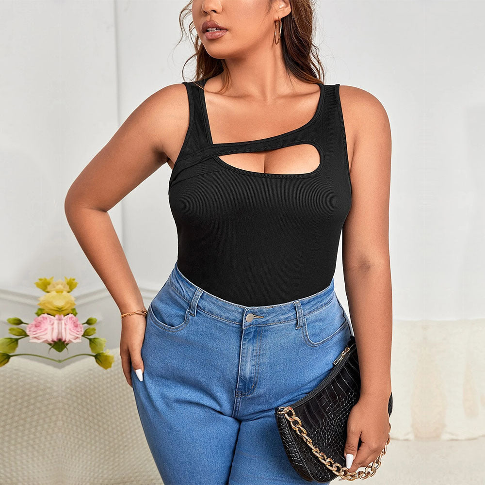 Women's Bodysuit with Asymmetric Cut-Out and Snake Print
