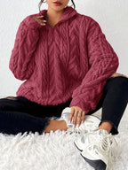 Women's High-Neck Textured Fleece Pullover