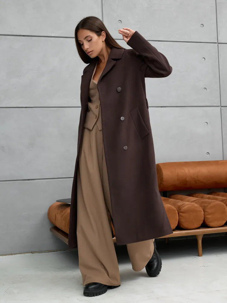 Women's Elegant Double-Breasted Wool Coat