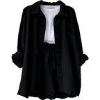 Women's Casual Short Oversized Shirt with Pockets