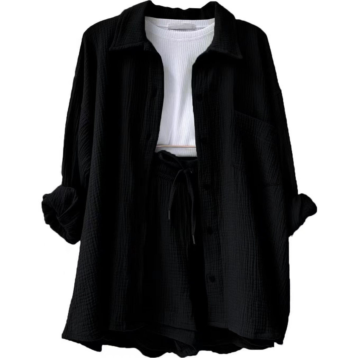 Women's Casual Short Oversized Shirt with Pockets