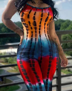 Women's Bodycon Jumpsuit with Graphic Gradient
