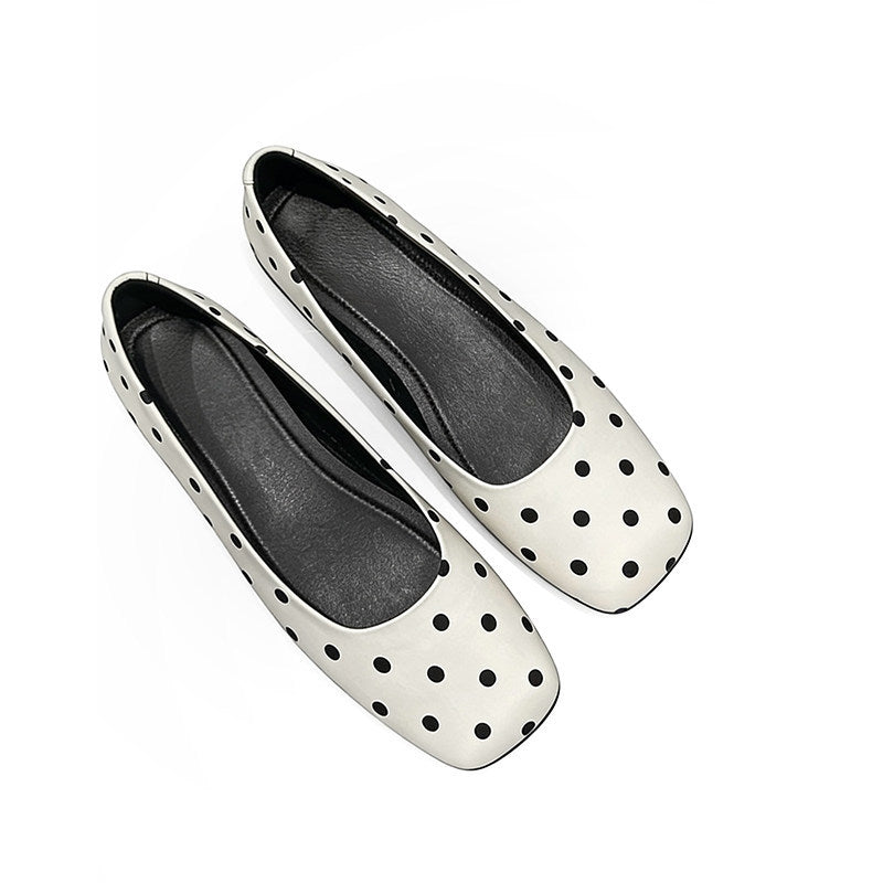 Women's Ballet Flats with Polka Dot Pattern and Comfortable Insole