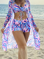 Women's Swimwear Set with Adjustable Top and High Waist