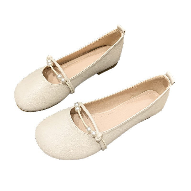 Women's Ballet Flats with Elegant Pearl Appliqué and Comfortable Footbed