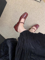 Women's Ballet Flats with Elegant Buckle and Metallic Surface