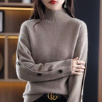 Women's Elegant Turtleneck Sweater with Button Details