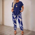 Women's Casual Floral Print Top and Jogger Set
