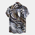 Women's Short-Sleeve Shirt with Modern Abstract Design