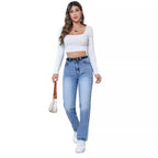 High-Waisted Slim-Fit Jeans