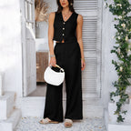 Women's Fashionable Two-Piece Set with Braided Fabric