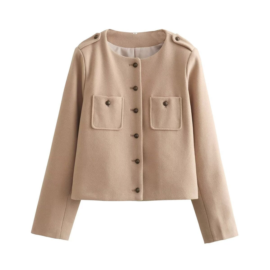 Elegant Short Jacket with Decorative Button Details
