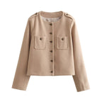 Elegant Short Jacket with Decorative Button Details