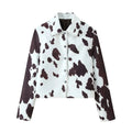 Women's Cropped Animal Print Faux Leather Jacket